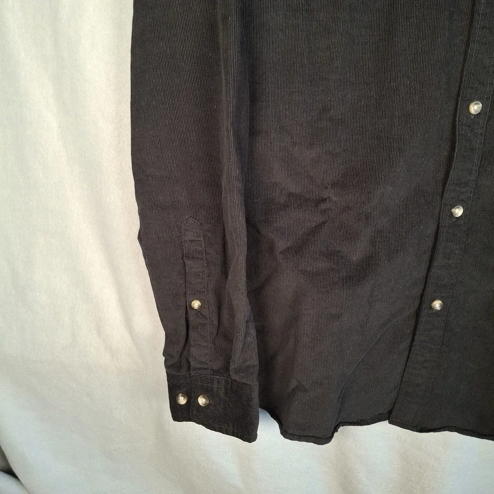 ASOS DESIGN Mens Black Corduroy Shirt Size XL Long Sleeve Button‎ Down Pocket
